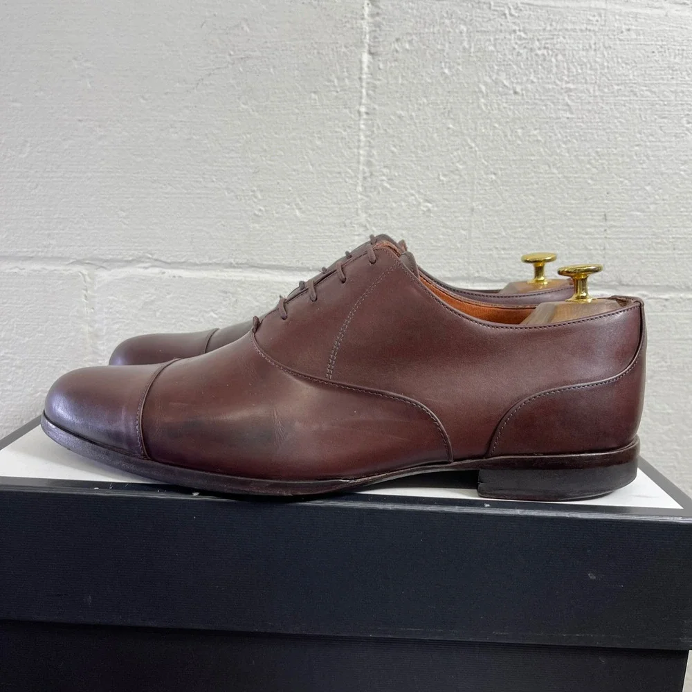 Wolf And Shepherd 9717 Brown Leather Cap Toe Oxford Dress‎ Shoes Men's 11 D
